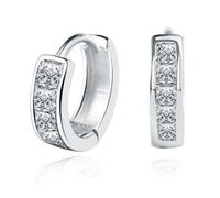 Earrings - Orecchini a cerchio da uomo, in argento placcato argento, semplici zirconi monopetto, 9 x 3,2 mm, per uomini, San Valentino