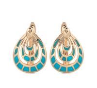 Earringstud Women Geometric Drop Circle per Blue Plaid T Enamel Clip Fashion Party insolito