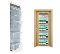 Earssa Organizer per filati da appendere, organizer per lavori a maglia, con 5 tasche con cerniera e gancio sopra la porta per gli amanti dell'uncinetto, ferri da maglia, uncinetti