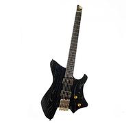 EART GW2-Pro - Ponte fisso per chitarra elettrica senza testa, corpo solido in frassino arrostito - collo in wengè, bianco trans, naturale/nero solido (GD)