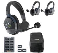 Eartec UL312 UltraLITE - Citofono wireless Full Duplex a 2 vie di comunicazione per 3 utenti, 1 auricolare singolo ULSM e 2 confezioni di cuffie remote ULDR Dual Ear