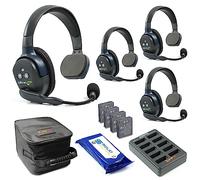 Eartec UL4S Ultralite Full Duplex Cuffie Wireless Comunicazione per 4 utenti - 4 cuffie a orecchio singolo con salviettine per la pulizia SolidSignal