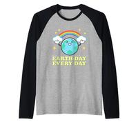 Earth Day Every Day Rainbow Globe Save The Planet Uomini Donne Maglia con Maniche Raglan