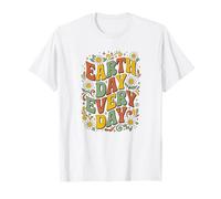 Earth Day Every Day Retro Anni '70 Groovy Daisy Flower Maglietta