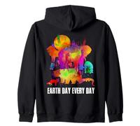 Earth Day Every Day Watercolor Animals Lovers Earth Day Felpa con Cappuccio