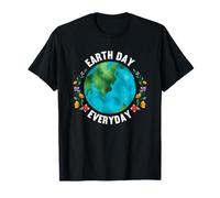 Earth Day Everyday Floral Theme Design Restore Earth Message Maglietta