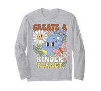 Earth Day Kindness Create A Kinder Planet Positive Message Maglia a Manica