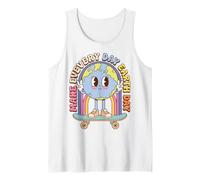 Earth Day Skateboard Peace Sign Environmental Retro Canotta