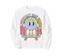 Earth Day Skateboard Peace Sign Environmental Retro Felpa