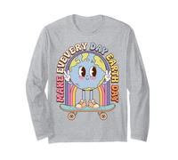 Earth Day Skateboard Peace Sign Environmental Retro Maglia a Manica