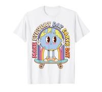 Earth Day Skateboard Peace Sign Environmental Retro Maglietta