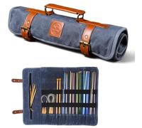 Earth & Fiber Co. Custodia per ferri da maglia in tela cerata (fino a 40,6 cm), borsa per maglieria, organizer per ferri da maglia, custodia per ferri da maglia circolare (blu)