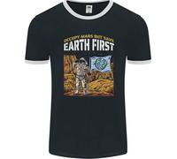 Earth First Cambiamento Climatico Astronauta Marte Uomo Ringer T-Shirt FotL