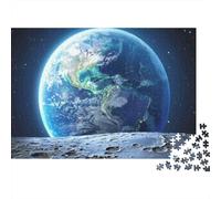 Earth from Moon View 100% Recycled Cardboard Earth from Outer Space 1000 Piece Jigsaws Adults And Children Challenging Brainteasing 52x38cm/1000pcs