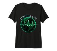 Earth Is Life Planet Day Globe Heartbeat Elettrocardiogramma Maglietta Premium