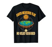 Earth Measures Flat No Belief Required Geography Humor Retro Maglietta