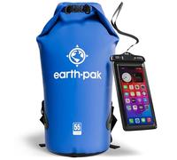 Earth Pak - Borsa impermeabile con tracolla e custodia impermeabile - Borsa arrotolabile ideale per kayak, trekking, campeggio, pesca, canottaggio e rafting (blu, 55L)