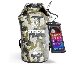 Earth Pak Borsa Impermeabile Roll Top, Sacca Compressione Asciutta per Kayak, Spiaggia, Rafting, Canottaggio, Trekking, Campeggio, Pesca con Custodia Telefono Impermeabile