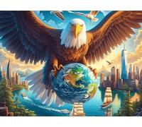 Earth Theme Flying Bald Eagle Puzzle 1000 Pezzi Per Adulti Amanti Dell'arte Luminous Enchanted Beasts Cartone Di Alta Qualità Stampa Ad Alta Definizione Per Collezione E Decorazione Edizione Esclusiva