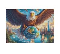 Earth Theme Flying Bald Eagle Puzzle 300 Pezzi Gioco Creativo Per Ragazzi Luminous Enchanted Beasts Intelligenza Educativa Rompicapo Idea Regalo Per Figlio A Natale E Compleanno 300 PCS