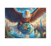 Earth Theme Flying Bald Eagle Puzzle 500 Pezzi Per Amici E Famiglia in Serata Luminous Enchanted Beasts Rompicapo Sfida Creativa Giochi Da Tavolo Relax E Intelligenza Regalo Natale 500 PCS