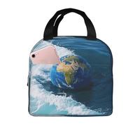 Earth Tones And Waves - Borsa per il pranzo riutilizzabile, portatile, a prova di perdite, isolata, con tasca frontale, per donne, uomini, viaggi, picnic, ufficio, lavoro