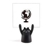 Earth World Region Geografia Memo Holder Cartoon Gatto Nero Stand Decorazione
