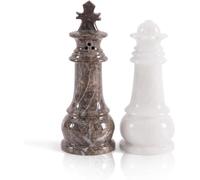 EarthenTones Oceanic & White Marble - Set di 2 contenitori per spezie a forma di scacchi, elegante decorazione da cucina e accessori decorativi per la casa, per sala da pranzo o regalo