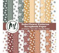 Earthy Boho Scrapbook Paper Pad: Fall Floral Scrapbook Paper, Boho Autumn Decorative Craft Paper for Card Making, Scrapbooking, Junk Journaling, ... for Mixed Media, Double-Sided, 8.5 x 8.5 inch