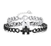 eartif Bracciali di coppia di puzzle abbinati a forma di cuore in acciaio inossidabile braccialetti di relazione a lunga distanza braccialetti dell'amicizia per donne uomini promessa gioielli regalo