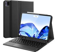 Earto Custodia con tastiera per iPad Air 11 (M2 2024/M3 2025) & iPad Pro 11 (1-4 Gen) & iPad Air 5/4 Gen.2 Canali BT, Rimovibile Spagnolo Ñ Tastiera per iPad Pro 11/Air 10.9, Nero