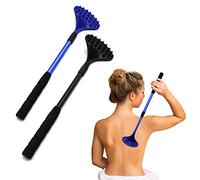 EASACE 2 grattaschiena per donne e uomini allungabili con forte testa di massaggio in ABS, grattaschiuma per adulti - animali domestici compatto - retrattile (nero e blu)