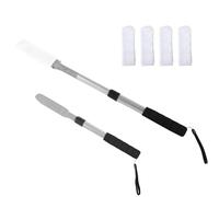 EASACE Spazzola per la pulizia delle dita dei piedi, 40-57,9 cm, per doccia con manico lungo, con 4 coperture riutilizzabili per asciugare, applicatore per lozione per dita dei piedi con manico lungo,