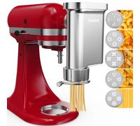 Eascandy 5 IN 1 Pressa per Pasta Gourmet per Accessorio KitchenAid | Spaghetti, Bucatini, Fusilli, Large & Small Macaroni | Materiale metallico resistente | Spazzola per la pulizia inclusa
