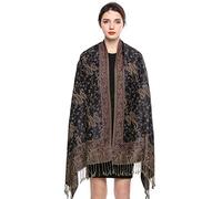 EASE LEAP Sciarpa Pashmina per donna scialle avvolgente caldo di lusso con sensazione di seta Hijab Paisley in colori con frange 200 * 70cm/(19-Marina)