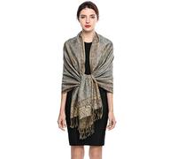 EASE LEAP Sciarpa Pashmina per donna scialle avvolgente caldo di lusso con sensazione di seta Hijab Paisley in colori con frange 200 * 70cm/(18-Grigio bronzo)
