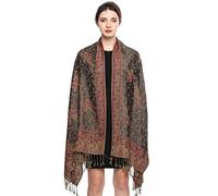 EASE LEAP Sciarpa Pashmina per donna scialle avvolgente caldo di lusso con sensazione di seta Hijab Paisley in colori con frange 200 * 70cm/(23-Verde oliva)