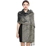EASE LEAP Sciarpa Pashmina per donna scialle avvolgente caldo di lusso con sensazione di seta Hijab Paisley in colori con frange 200 * 70cm/(Blu grigio)