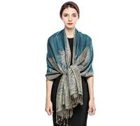 EASE LEAP Sciarpa Pashmina per donna scialle avvolgente caldo di lusso con sensazione di seta Hijab Paisley in colori ricchi con frange 200 * 70cm/(turchese)