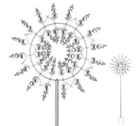 Ease Mulino a vento in metallo unico e magico, 3D, a vento cinetico, da giardino, in metallo, a 360°, a doppio rotore, antiruggine, per terrazze, prati e decorazioni da giardino