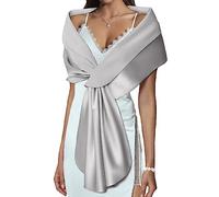 EASEDAILY Scialli e involucri da donna per abiti da sera sciarpa da sposa elegante stole da sposa coprispalle per sposa e damigella d'onore, C-argento., US 4-10 (S)