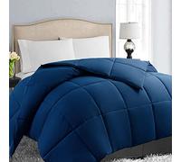 EASELAND Piumino alternativo per tutte le stagioni, per letto queen size, reversibile, con linguette angolari, caldo e soffice, ipoallergenico, blu navy, 223,5 x 223,5 cm