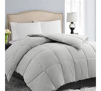 EASELAND Piumino reversibile per tutte le stagioni, per letto king size, morbido, trapuntato, reversibile, con linguette angolari, caldo e soffice, grigio chiaro, 248,9 x 294,6 cm