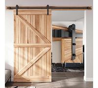 EaseLife Kit di binari per porta scorrevole da 2,4 m, puleggia dritta, scorre senza intoppi e silenziosamente, facile da installare (kit binario da 2,4 m per porta singola larga 101,6-122 cm)