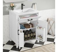 Easexcy 60 x 46 x 84,8 cm, mobile da bagno con lavandino, a doppia porta, pratici cassetti, lavabo in ceramica integrato (bianco, 60 x 46 x 84,8 cm)