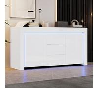 Easexcy Armadio da soggiorno, 140 x 40 x 65 cm, moderno comò con 3 cassetti, 2 ante, larghezza 140 cm, lucido, credenza con spazio di archiviazione