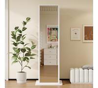 Easexcy Armadio girevole a specchio, 45 x 45 x 168 cm, ripiani, cassetto, bianco