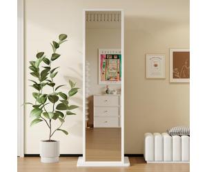 Easexcy Armadio girevole a specchio, 45 x 45 x 168 cm, ripiani, cassetto, bianco