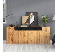 Easexcy Credenza, armadio da cucina, armadietto portaoggetti, 208 x 39,5 x 80 cm, cassettiera con 4 ante, 2 cassetti, buffet (Brown)