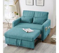 Easexcy Divano letto con funzione letto: divano pieghevole a due posti, design estensibile, semplice e moderno, stile contemporaneo, schienale regolabile a tre livelli, blu antico verde